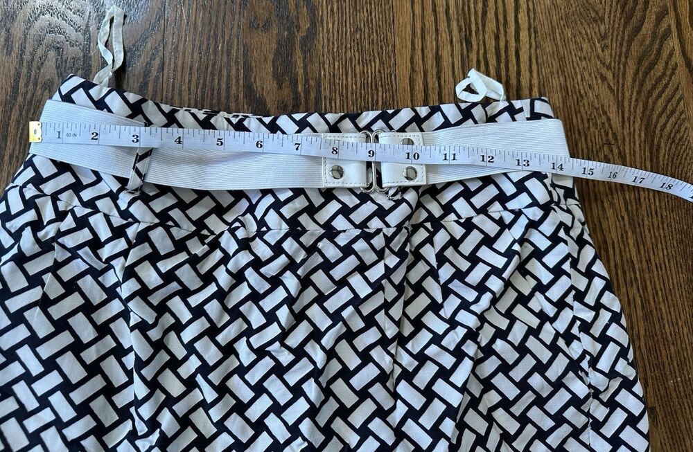ANTONIO MELANI Linen/Silk Blend Black White Pencil Skirt Pockets Sz 6 Lined EUC - Picture 4 of 8